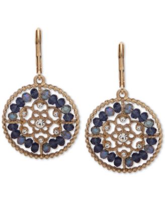 lonna & lilly - Gold-Tone Crystal & Bead Openwork Drop Earrings