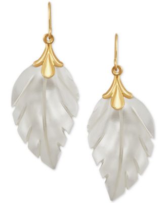 Macy's - Jade Leaf Earrings in 10k Gold