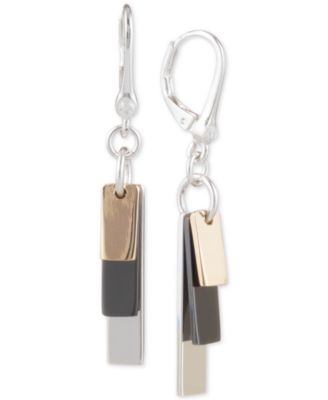 DKNY - Tri-Tone Shaky Block Drop Earrings