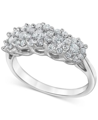 Forever Grown Diamonds - Lab-Created Diamond Horizontal Cluster Statement Ring (1 ct. t.w.) in Sterling Silver