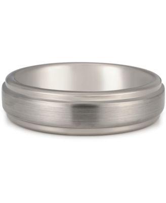 Macy's - Men's Step Edge Band in White Ion-Plated Tantalum