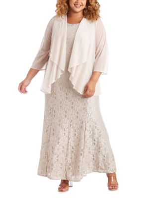 R & M Richards - Plus Size Gown & Sheer Overlay