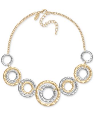 Style & Co - Two-Tone Hammered Link Statement Necklace, 18" + 3" extender