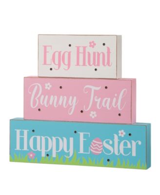 12"L Easter LED Lighted Wooden Metal Block Word Sign image