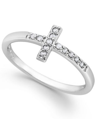 Diamond Cross Ring in Sterling Silver (1/10 ct. t.w.) image