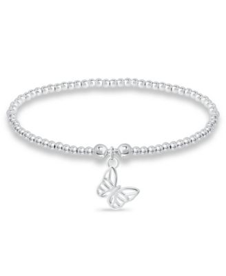 Bead Butterfly Charm Bracelet in Silver Plate image