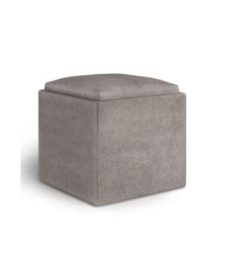 Simpli Home - Rockwood Cube Storage Ottoman with Tray
