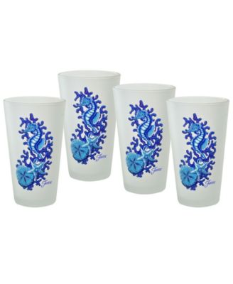 Coastal Seahorse Frosted Tapered Cooler Glasses, Set of 4 image