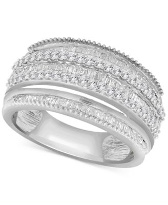 Macy's - Diamond Multirow Statement Ring (3/4 ct. t.w.) in Sterling Silver