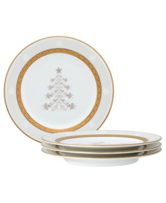 Charlotta Gold Set of 4 Holiday Tree Appetizer Plates, 6.25" image
