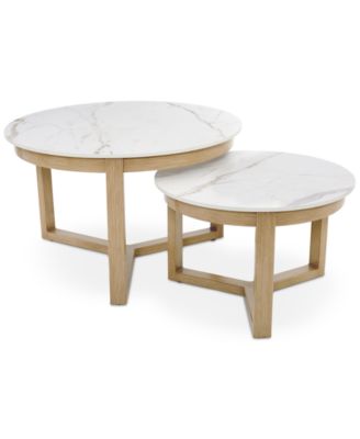 Reid Outdoor Nesting Porcelain Top Coffee Tables (30" + 23"), Created for Macy's image