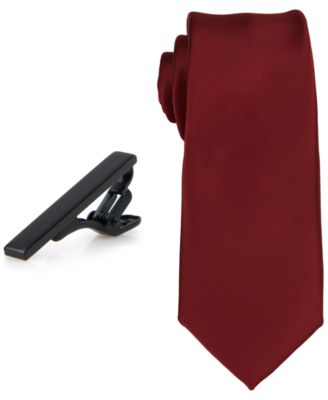 ConStruct - Men's Solid Tie & Tie Bar Set