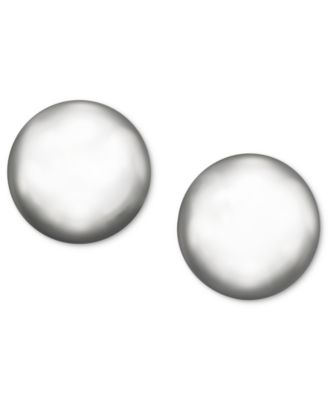 Silver-Tone Metal Bead Stud Earrings (8 mm) image