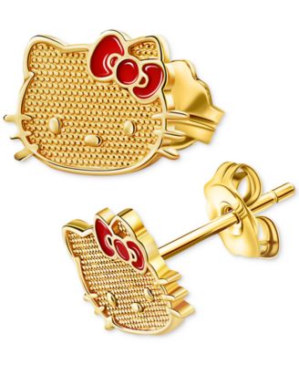 Macy's - Red Enamel Bow Hello Kitty Stud Earrings in 10k Gold