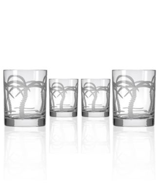 Palm Tree Double Old Fashioned Glass 13oz - Set of 4 Glasses image