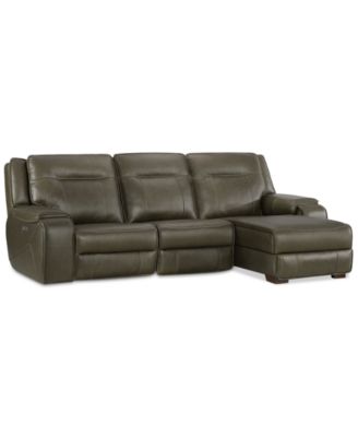 Furniture - 3-Pc Leather Sofa with 2 Power Recliners and Chaise