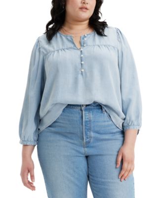 Levi's - Plus Size Halsey 3/4-Sleeve Button-Front Blouse