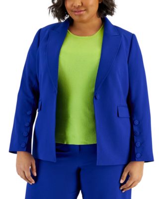 Tahari ASL - Plus Size Peak-Lapel Button-Sleeve Blazer