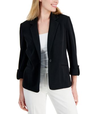 Anne Klein Essentials - Petite 3/4-Sleeve One-Button Blazer