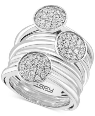 EFFY Collection - Diamond Disc Cluster Multirow Statement Ring (5/8 ct. t.w.) in Sterling Silver