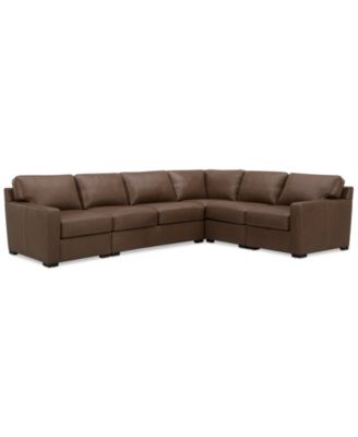 Furniture - Radley 5-Pc. Leather Square Corner 135" x 148" L Shape Modular Sectional