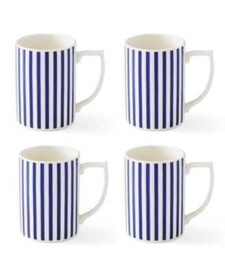 Blue Italian Steccato Striped Mugs, Set of 4 image