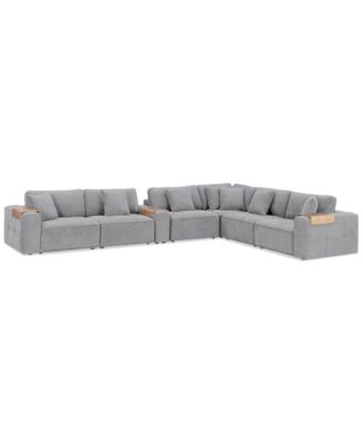 CLOSEOUT! Nycolle 7-Pc. Modular Fabric L-Shape Sectional with 1 Console, Created for Macy's image