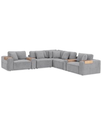 CLOSEOUT! Nycolle 7-Pc. Modular Fabric L-Shape Sectional with 2 Consoles, Created for Macy's image