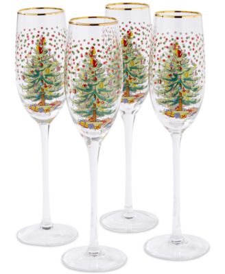 Christmas Tree Polka Dot Champagne Flutes, Set of 4 image