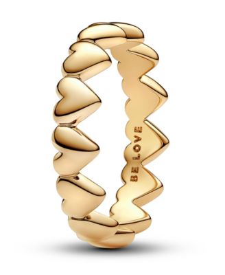 14K Gold-Plated Row of Hearts Ring image