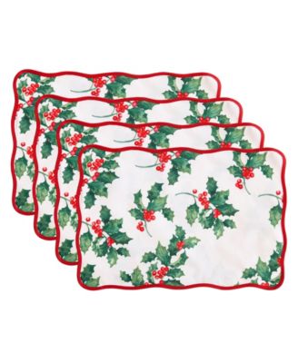 Classic Holly Scallop Border Placemats 19"x 13", Set of 4 image