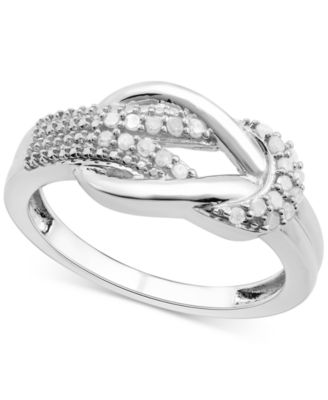 Macy's - Diamond Pav&eacute; Interlocking Knot Ring (1/6 ct. t.w.) in Sterling Silver