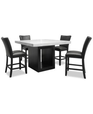 Kellet 5 Pc. Square Marble Dining Set (Counter Height Table & 4 Chairs), Created for Macy's image