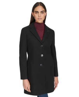 Calvin Klein - Women's Single-Breasted Notched-Collar Coat
