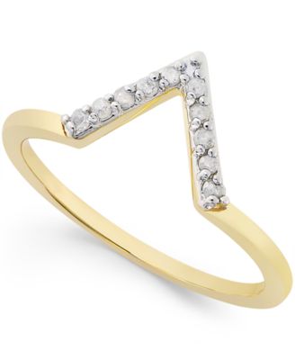 Diamond V Ring (1/10 ct. t.w.) in Sterling Silver or 18k Gold-Plated Sterling Silver image