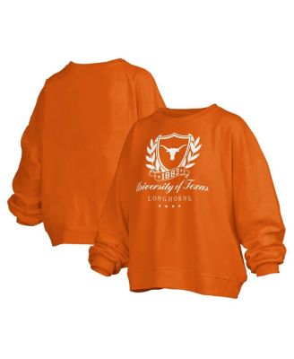 Pressbox - Women's Texas Orange Texas Longhorns Big Aug Script Janice Oversized Pullover Sweatshirt