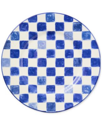 MacKenzie-Childs - Indigo Check Round Stoneware Platter