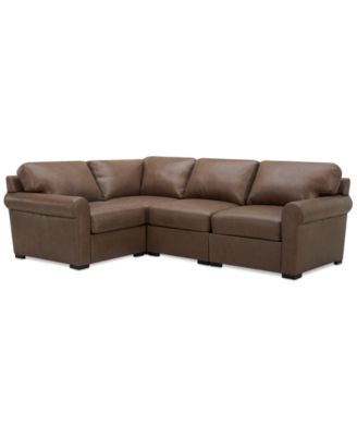 Furniture - Radley Roll Arm 104" 4-Pc. Leather Square Corner L Sectional