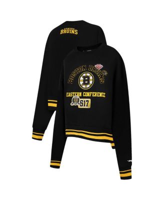 Pro Standard - Women's Black Boston Bruins Area Code Cropped Pullover Sweatshirt