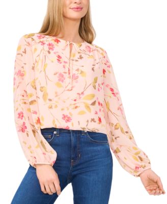 CeCe - Women's Tie-Neck Long-Sleeve Blouse