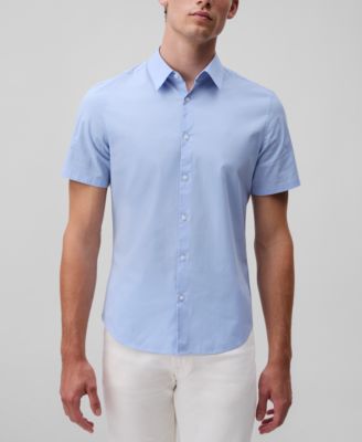Calvin Klein - Men's Slim Fit Short Sleeve Solid Stretch Button-Front Shirt