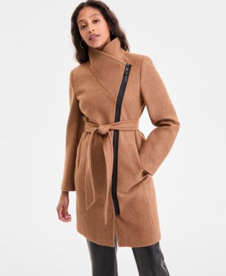 DKNY - Women's Asymmetric Front-Zip Belted Coat