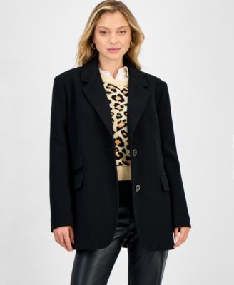 CeCe - Women's Notched-Collar Two-Button Blazer Coat