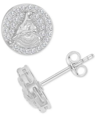 Macy's - Cubic Zirconia Circle Cluster Disc Stud Earrings in Sterling Silver