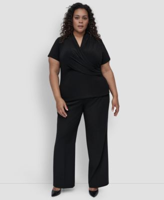 DKNY - Plus Size Short-Sleeve Faux-Wrap Top