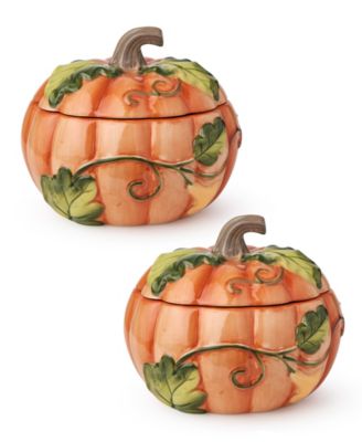 Harvest Fields 3-D Pumpkin Covered Soup Bowls, Set of 2 image