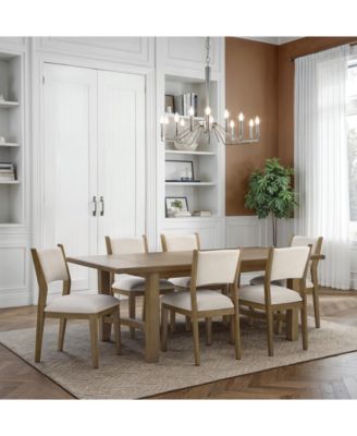 Furniture - Nordic 7-Pc Dining Set (Table + 6 Upholstered Side Chairs)