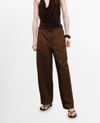 MANGO - Women's Paper Bag Cotton Pants