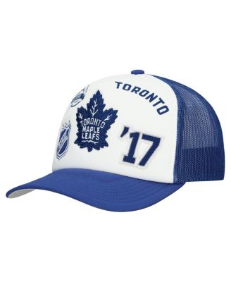Mitchell & Ness - Men's White/Blue Toronto Maple Leaf's Gridlock Trucker Adjustable Hat
