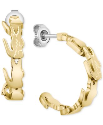 Lacoste - Small Crocodile C-Hoop Earrings, 0.80"